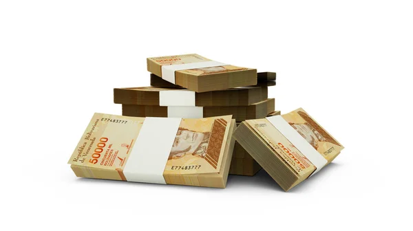 Rendering Stack Venezuelan Bolivar Notes Paquetes Billetes Venezolanos Aislados Sobre — Foto de Stock