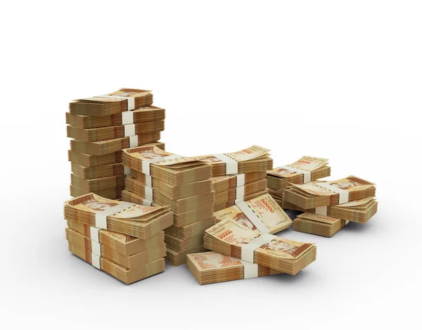 一堆堆委内瑞拉玻利瓦尔钞票 3D在白色背景下分离的成捆资金的渲染 — 图库照片
