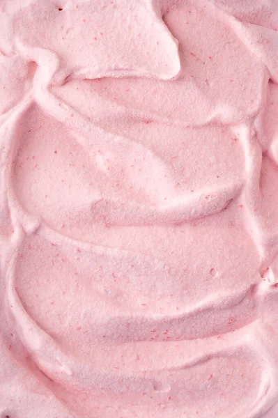 stock image Strawberry ice cream with spoon. Ice cream food background. Close up, top view