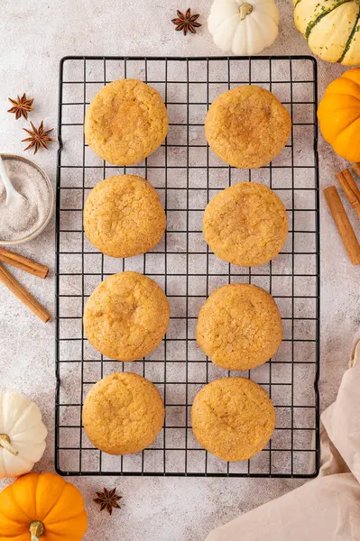 Pumpkin Cinnamon Cookies Cream Cheese Filling Pumpkin Snickerdoodle Cookies Food — Stock Photo, Image