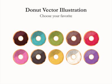 Donut jöleli karikatür vektör pastası ikon fırın menüsü çizim şekeri fırında tatlı yiyecekler yaz tatili
