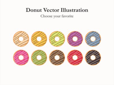 Donut jöleli karikatür vektör pastası ikon fırın menüsü çizim şekeri fırında tatlı yiyecekler yaz tatili