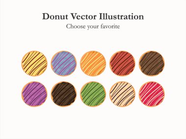 Donut jöleli karikatür vektör pastası ikon fırın menüsü çizim şekeri fırında tatlı yiyecekler yaz tatili