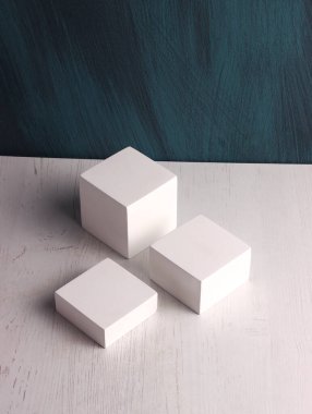 kutu kare fotoğraf kübü gerçekçi beyaz nesne paketleme arkaplan gölgesi oluşturur