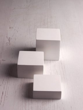 kutu kare fotoğraf kübü gerçekçi beyaz nesne paketleme arkaplan gölgesi oluşturur