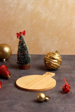 Mutlu noeller aralık yeni yıl tatili fotoğraf tabağı arkaplan süsü üst manzara dekorasyon etkinliği