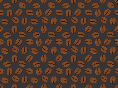 Kahve çekirdekleri düz element desenli soyut yiyecekler sıcak kafe çizgi film süslemeleri duvar kağıdı bardakları.