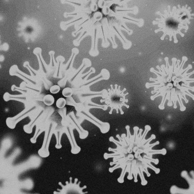 Virüs. Virüslerin mikroskobik görüntüsü. Hücreler, Siyah ve Beyaz