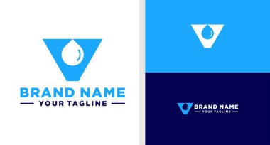 V harfli logo su damlası Negatif uzay verimliliği