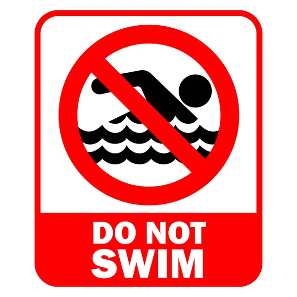 不要游没有警告文字和背景的游泳标志 — 图库矢量图片