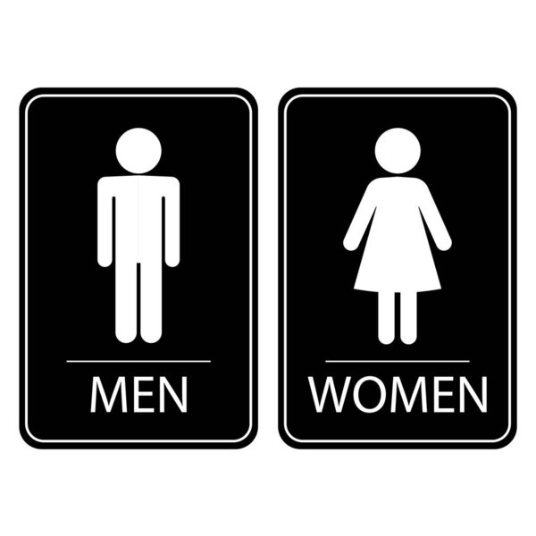 Туалетная табличка Мужчины Женщины Мужчины Женщины черный