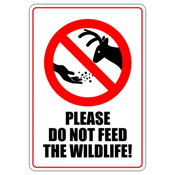 切勿向野生动物发出带有警告文字及白色背景的警告标志 — 图库矢量图片