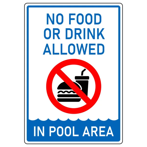 수영장 표지판에 음식이나 음료는 허용되지 않는다 — 스톡 벡터