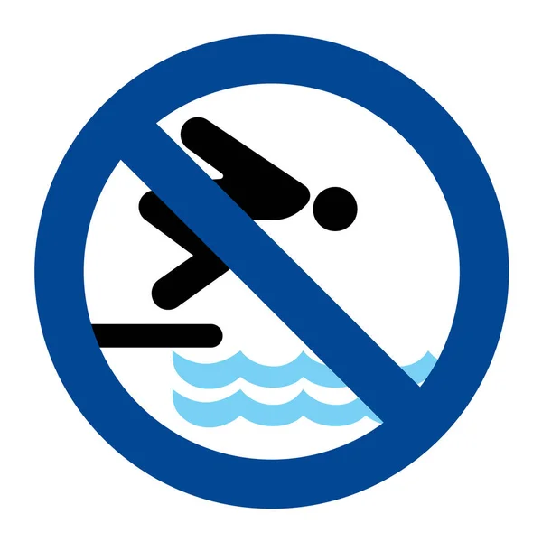 Geen Springen Teken Zwemmen Poo Blauwe Kleur — Stockvector