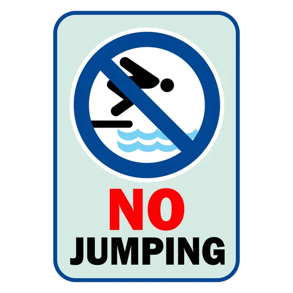 Geen Springbordje Zwembad Met Waarschuwingstekst Blauwe Achtergrond Blauw Symbool — Stockvector