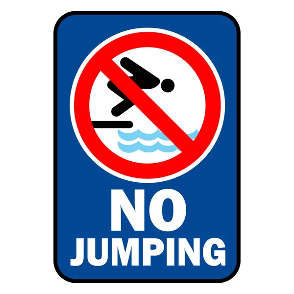 没有跳跃标志游泳池与警告文字和蓝色背景 — 图库矢量图片