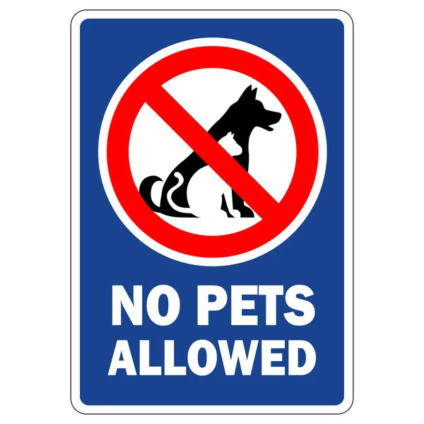 警告テキストと青の背景を持つ猫と犬のサインを許可していません — ストックベクタ