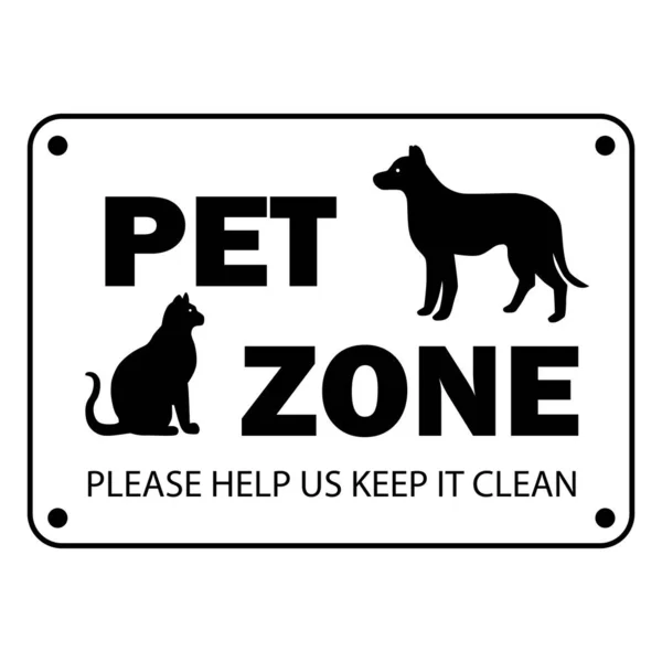 Zona Mascotas Gato Perro Signo — Vector de stock