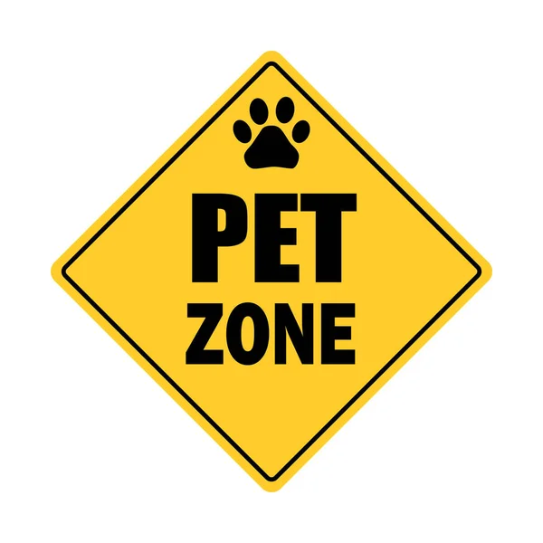 Pet Zone Dog Cat Paw Sign — Stock Vector