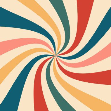 Retro vintage güneş patlaması bükülmüş desen çok renkli arkaplan