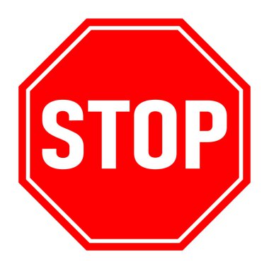 red stop octagonal sign with text clipart