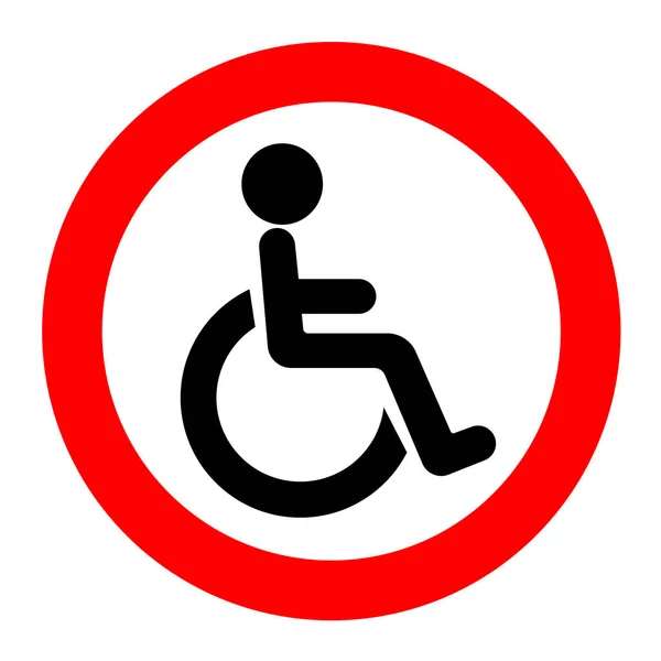 Disabled Handicap Sign Icon Red White Background — Stock Vector