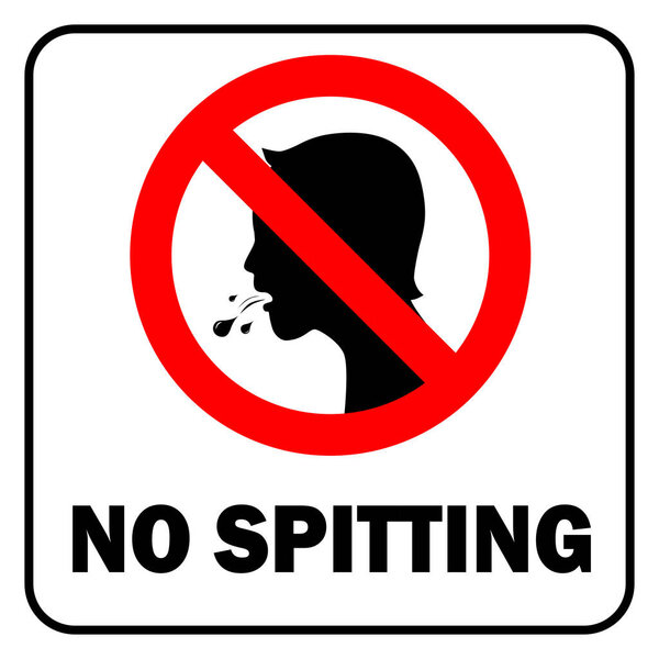 No spitting sign real man head white background with warning text