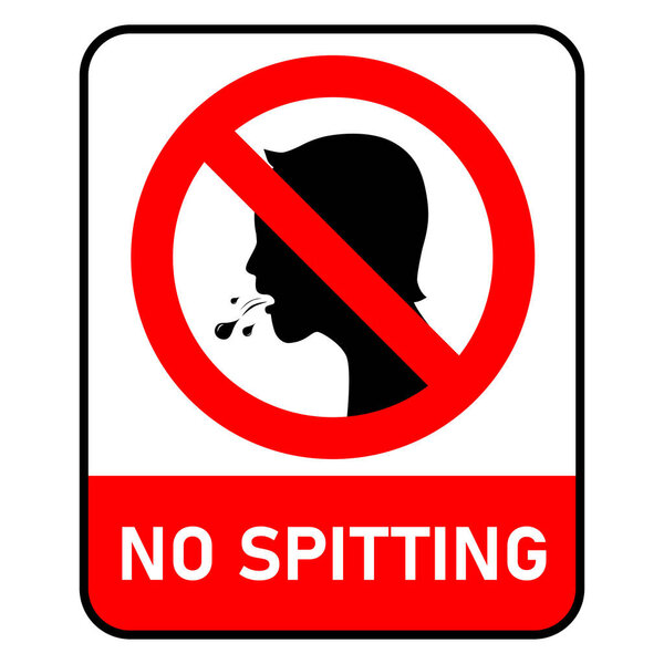 No spitting sign real man head with warning text and background