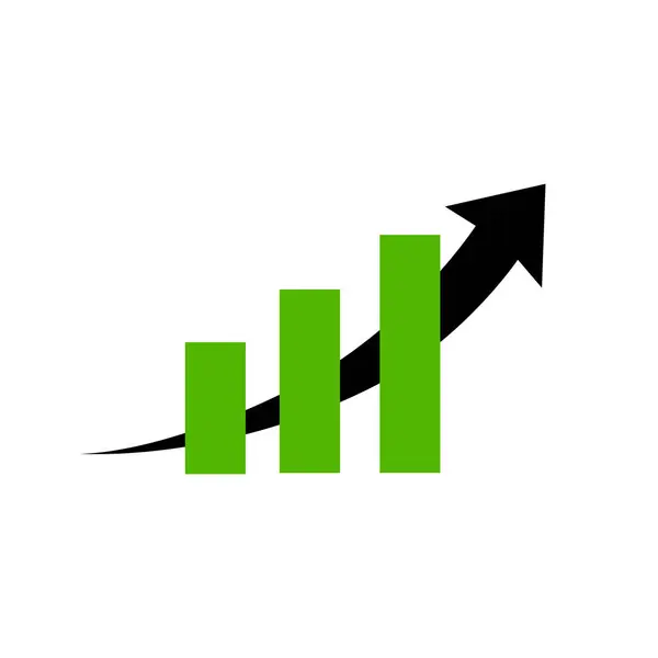 Beurs Pijl Groeien Wijzen Economische Grafiek Bars Pictogram Trending Opwaartse — Stockvector