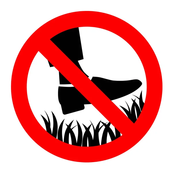 芝生の芝生の禁止記号上のステップは芝生の草の上を歩くことはありません — ストックベクタ