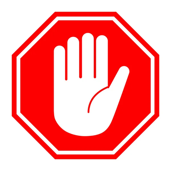 Piros Stop Nyolcszögletű Kézjel — Stock Vector