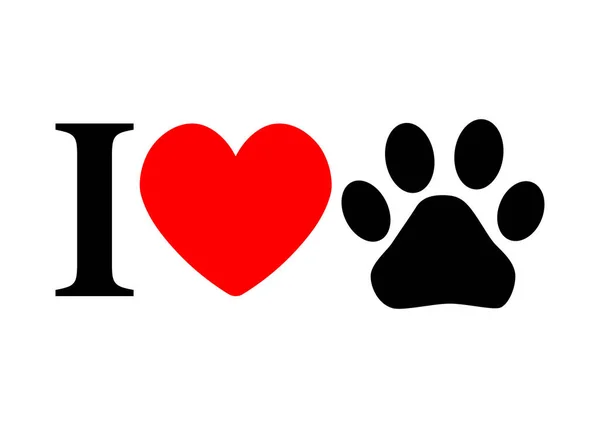 Encanta Mascota Corazón Rojo Encanta Perro — Vector de stock