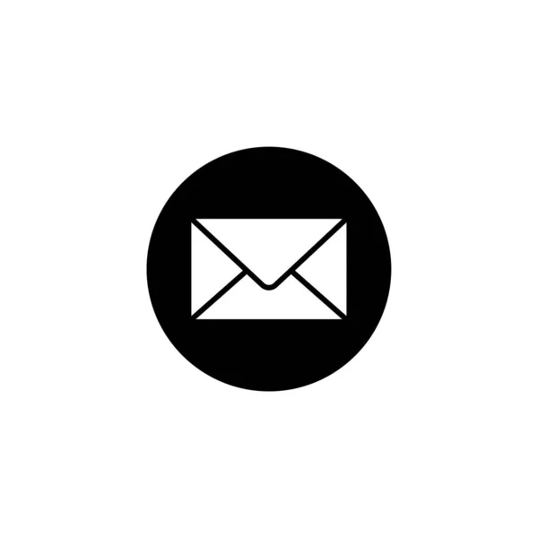 Mail Ikona Mail Znak Okrągły Czarny Tło — Wektor stockowy