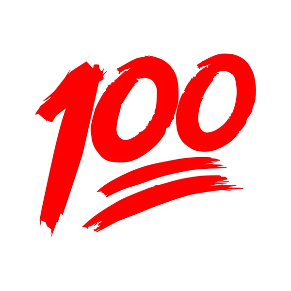 Червоний 100 Значок Емоційок Емоційок Природними Віями — стоковий вектор