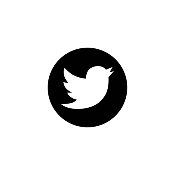 Icono Las Redes Sociales Pájaro Ronda Símbolo Fondo Negro — Vector de stock