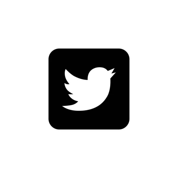 Icono Medios Sociales Pájaro Símbolo Negro Cuadrado Fondo — Vector de stock