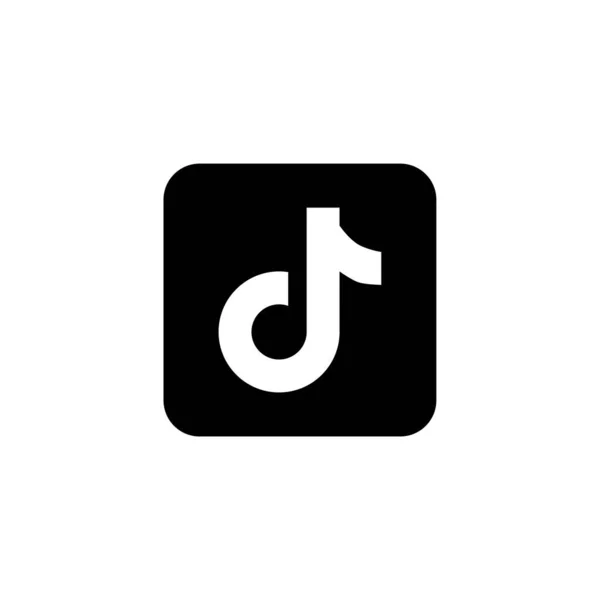 ソーシャルメディアアイコン音楽ビデオシンボル黒の四角形の背景 — ストックベクタ