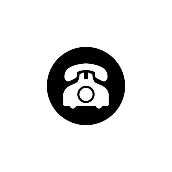 Τηλέφωνο Εικονίδιο Κλασικό Τηλέφωνο Γύρο Μαύρο Φόντο — Διανυσματικό Αρχείο
