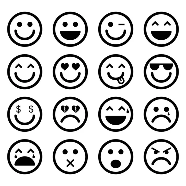 Smiley Faces Emoticon Icon Expression Outline — Stock Vector