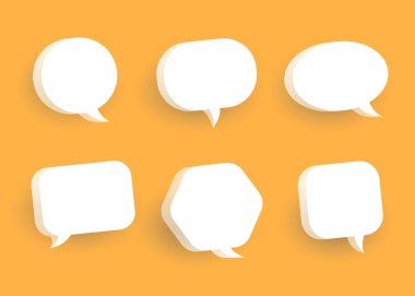 3D bubble talk speech chat orange background clipart