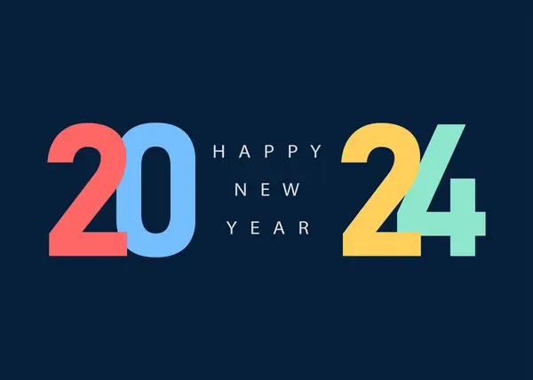 2024幸せな新年マルチコロールフォントダークブルーの背景の中央にテキスト ロイヤリティフリーストックベクター