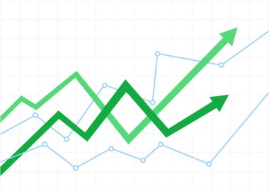 Yukarı bakan iki ok finansal tabloyu temsil ediyor