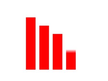 Ekonomi grafiğinde aşağıya bakan borsa oku kırmızı grafik çubukları ikon düşüşü finansal tablonun dolar düşüşü