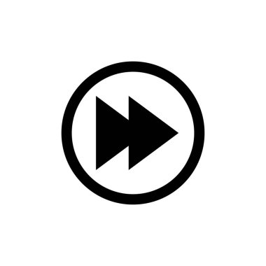 siyah iki ok baş simgesi bir daire içinde transparant ters gorund düz dizayn iki ok baş hızlı ileri düğme sembolü