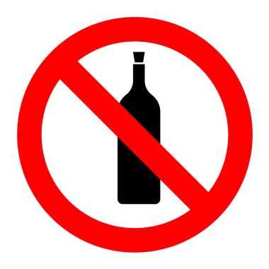 Alkol yasağı işareti yok. Alkol şişesi illüstrasyonu içmeyin.