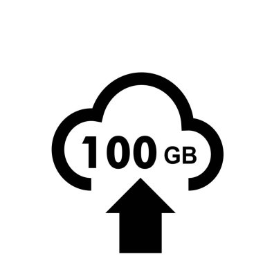 Bulut teknolojisi simgesi sunucu bilgisayarı sabit disk belleği 100 GB