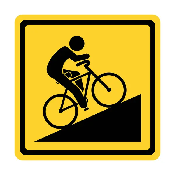 Bicycle Yellow Square Sign Bicyclists Steep Uphill — Stock Vector