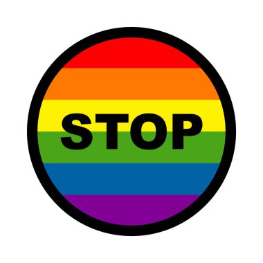 Anti LGBT işareti 6 renk gökkuşağı yuvarlak simgesi lgbt stop lgbt 'e hayır deyin
