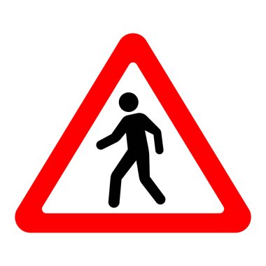 Yaya geçidi güvenlik uyarı levhası üçgeni yaya geçidi yolu uyarı işareti.