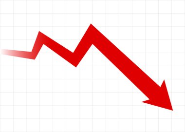 Büyük kırmızı ok grafiği iş kaybı finansal düşüş ekonomik durgunluk